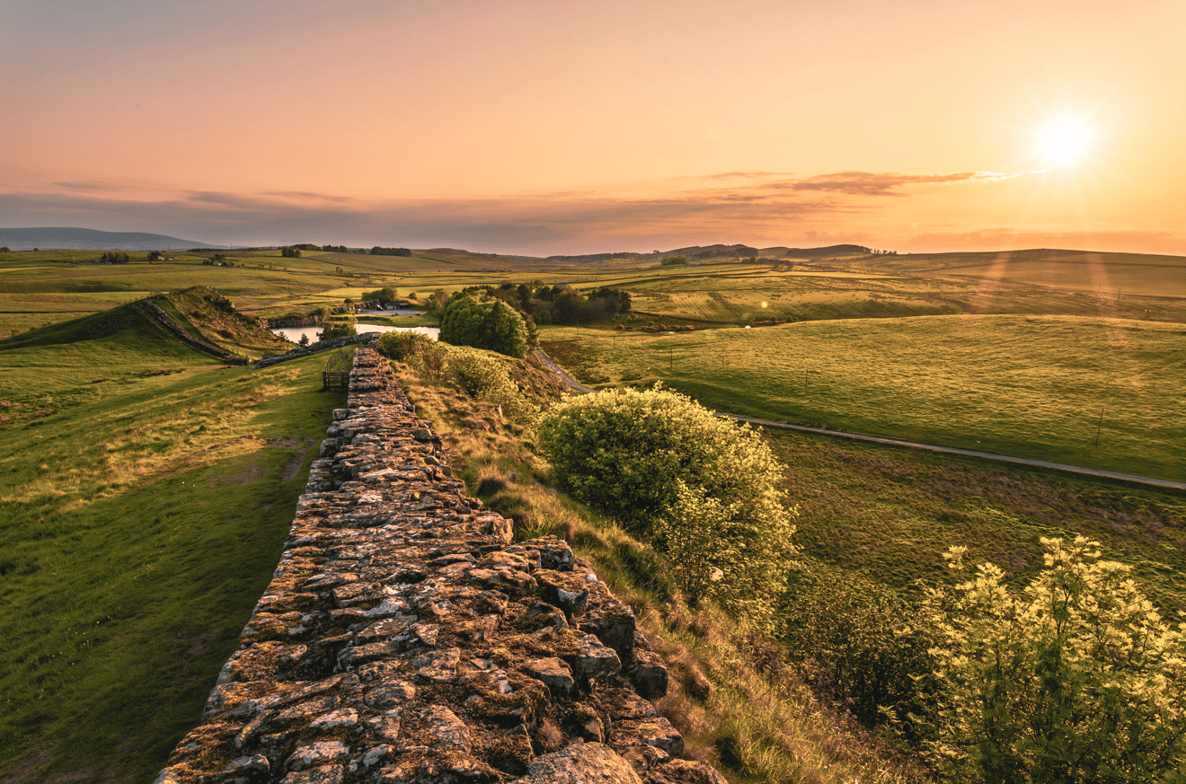 Hadrian's Wall in Northumberland National Park near Kielder Waterside