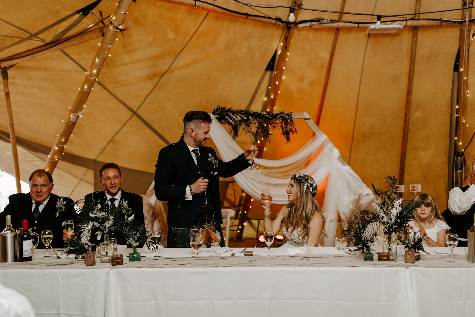 Wedding inside a tipi